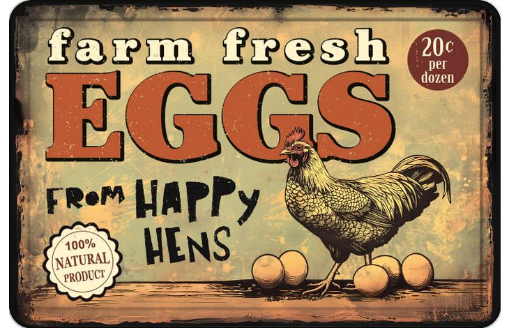 Plenty Gifts Bord blik A4 Farm Fresh Eggs (h)