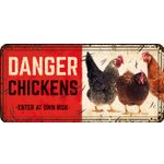 Bord blik HL Danger Chickens