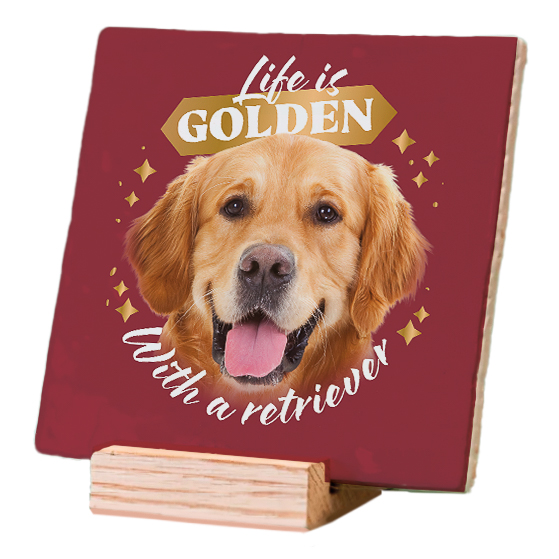 Plenty Gifts Deco Tile Golden Retriever Life