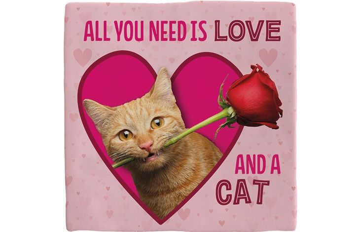Plenty Gifts Deco Tile Red Cat Love