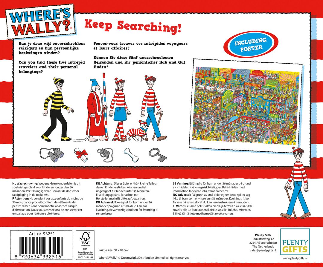 Plenty Gifts Puzzel Where's Wally Wild West 1000
