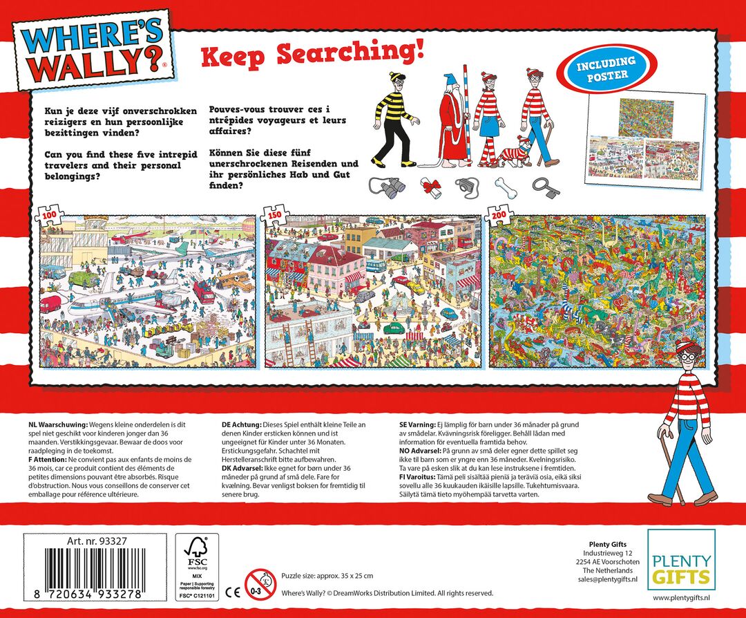 Plenty Gifts Puzzel Where's Wally 3 in 1