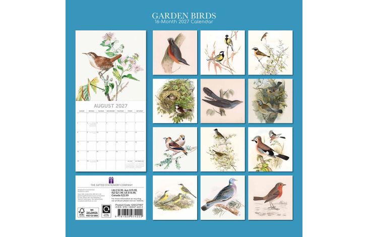 The Gifted Stationery Kalender 27 Garden Birds gtd