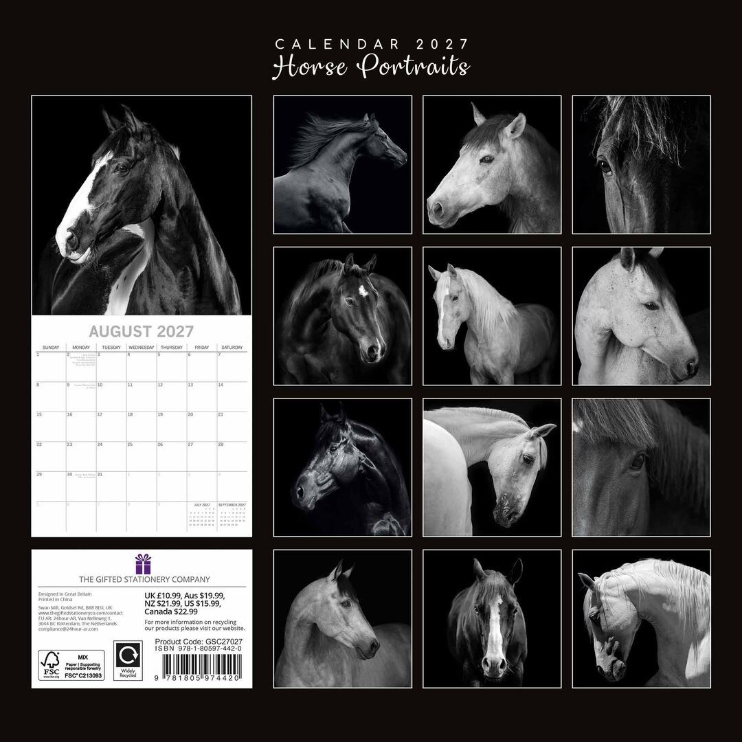 The Gifted Stationery Kalender 27 Horse Portraits gtd