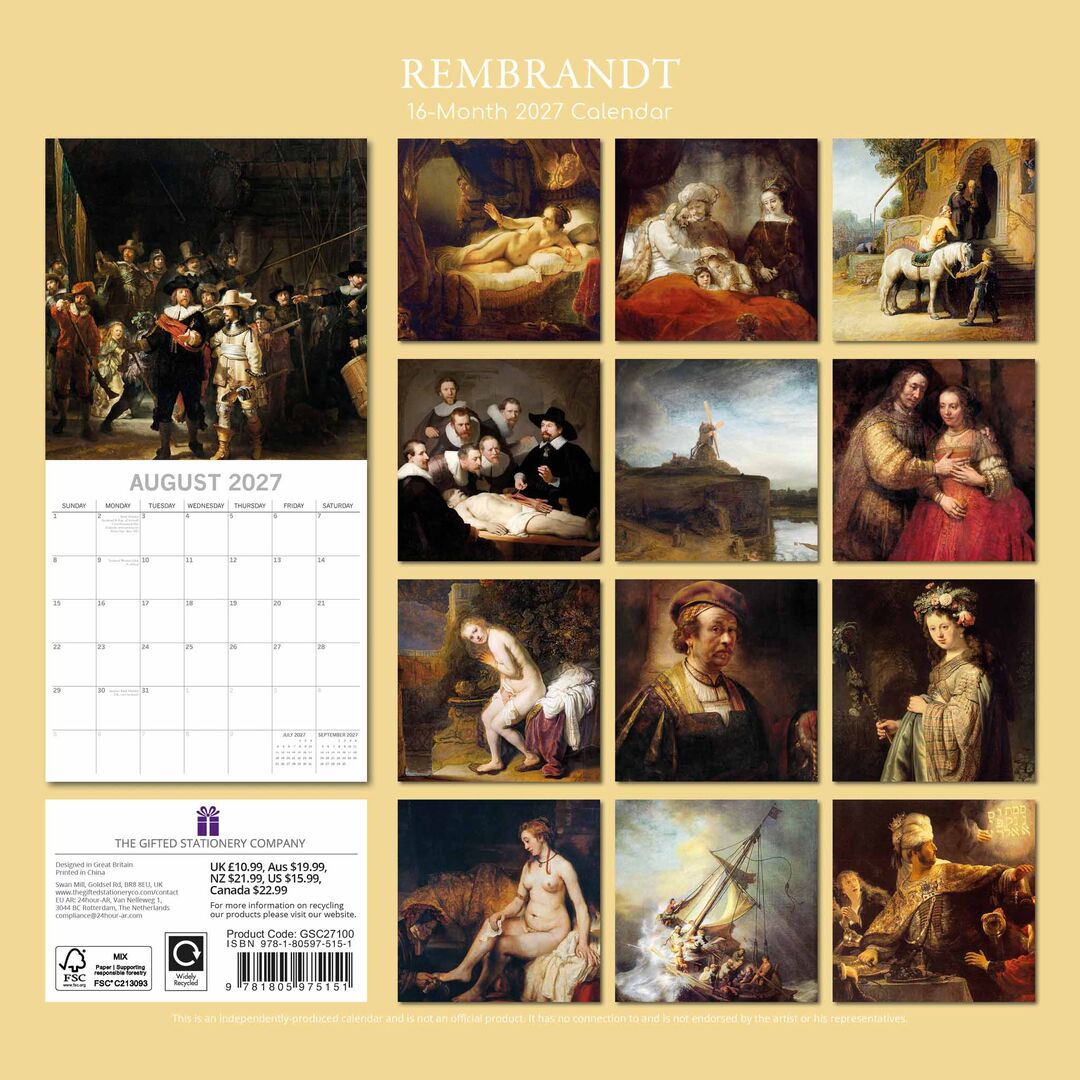 The Gifted Stationery Kalender 27 Rembrandt gtd