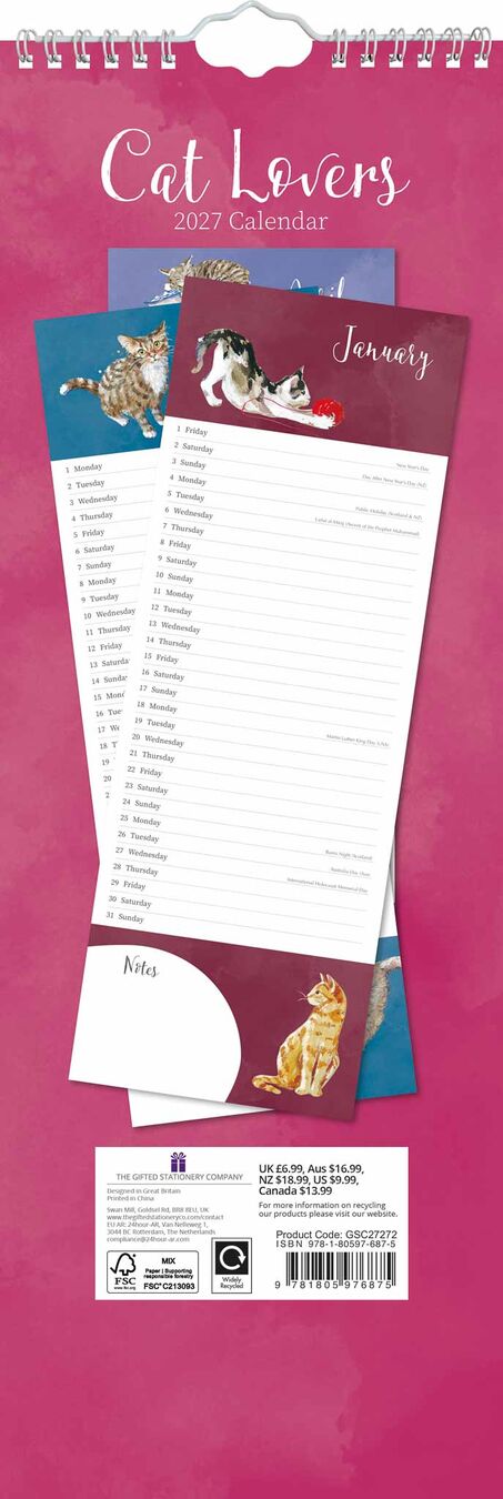 The Gifted Stationery Sl Kalender 27 Cat Lovers gtd