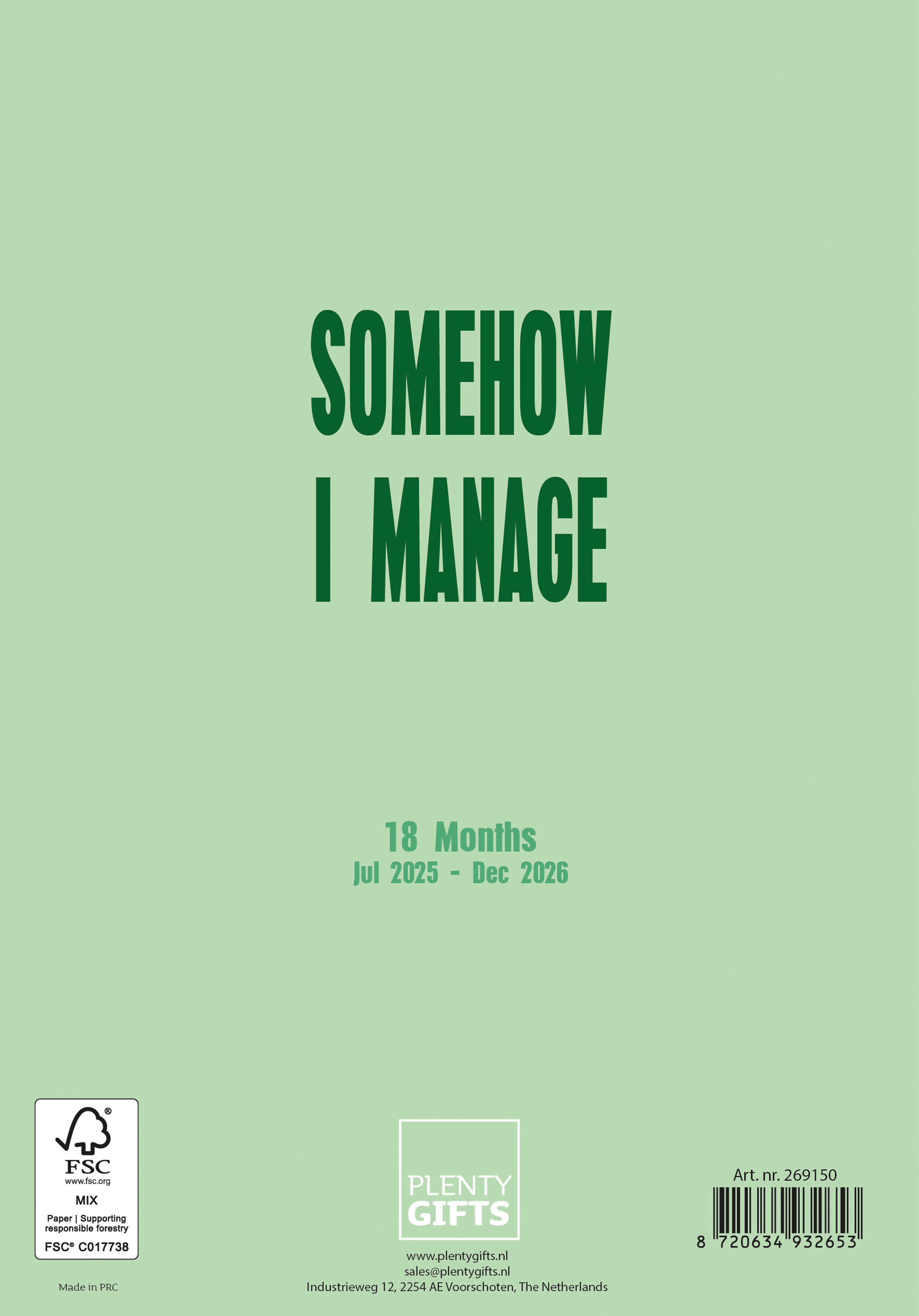 Plenty Gifts Agenda 26 Somehow I Manage pg