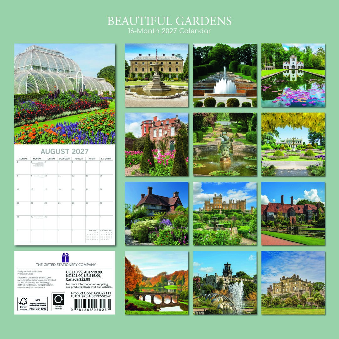 The Gifted Stationery Kalender 27 Beautiful Gardens gtd