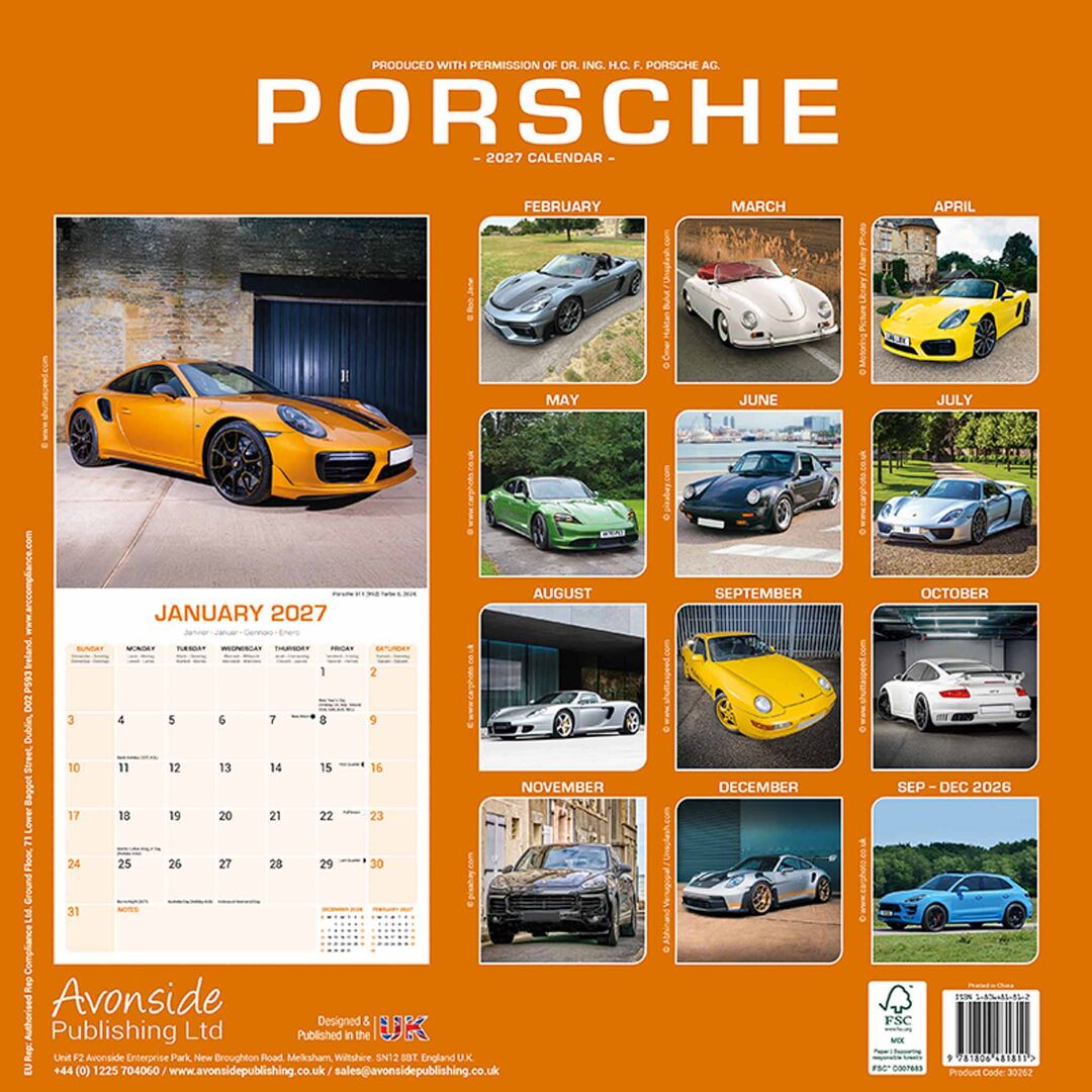 Avonside Kalender 27 Porsche as