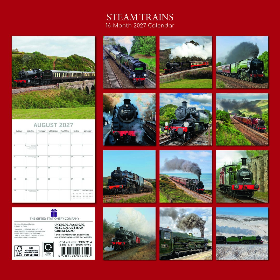 The Gifted Stationery Kalender 27 Steam Trains gtd