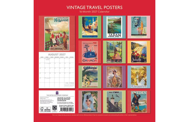 The Gifted Stationery Kalender 27 Vintage Travel Posters gtd