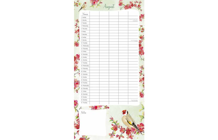 The Gifted Stationery Kalender 27 Birdsong Family Organizer gtd