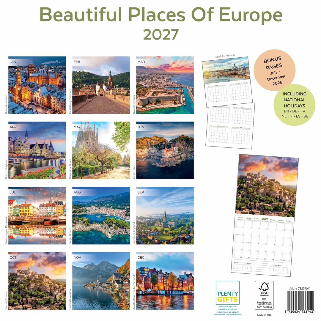 Plenty Gifts Kalender 27 Beautiful Places Of Europe pg