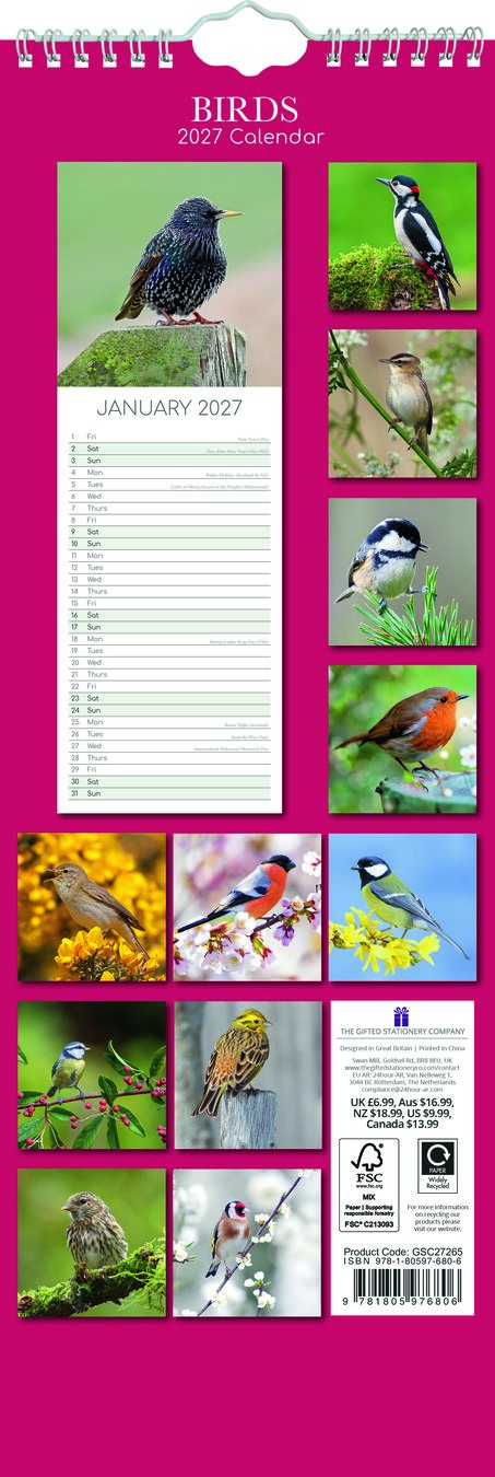 The Gifted Stationery Sl Kalender 27 Birds gtd