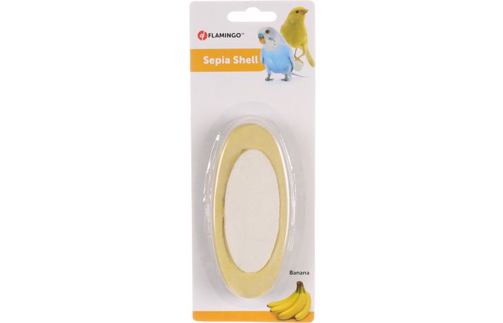 Flamingo Sepia schelp Birdie Sepiaschelp met banaansmaak Geel & Wit