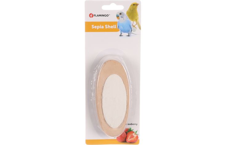 Flamingo Sepia schelp Birdie Sepiaschelp met aardbeismaak Roze & Wit