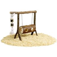 Flamingo Toy Swing with rope Brown