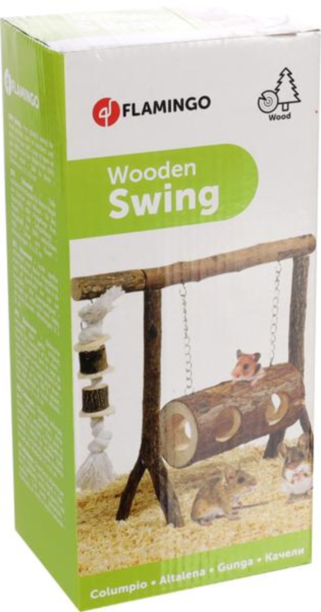 Flamingo Toy Swing with rope Brown