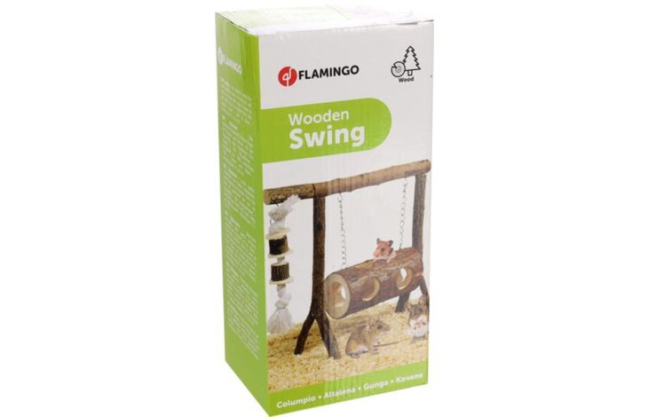 Flamingo Toy Swing with rope Brown