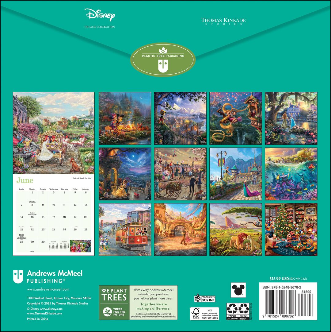 Flame Tree Publishing Kalender 26 Disney Dreams Kinkade amp