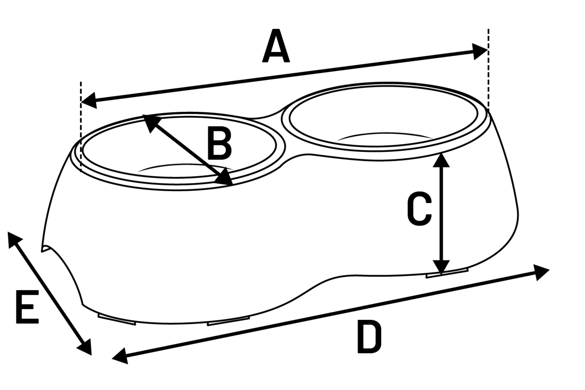 Flamingo Feeding and drinking bowl Duo Dinner Aschau Black & Silver