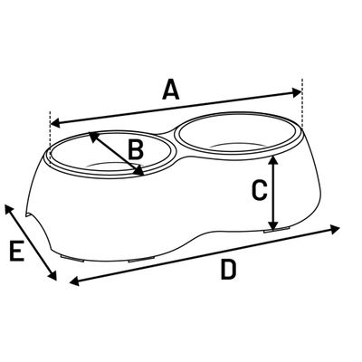 Feeding and drinking bowl Duo Dinner Aschau Black & Silver