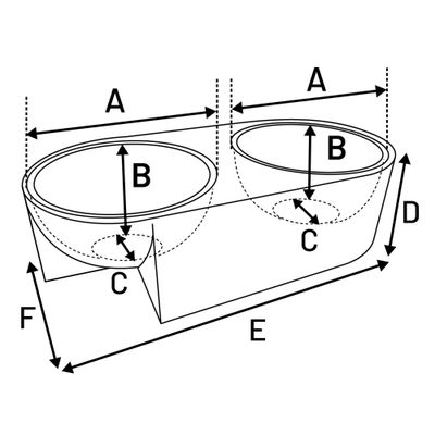 Feeding and drinking bowl Duo Dinner Kana Oval Beige & Black